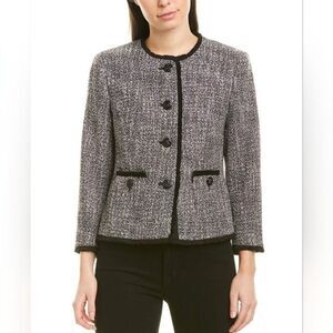 ANNE KLEIN Fringe Trim‎ Tweed Jacket NWT - Size 2